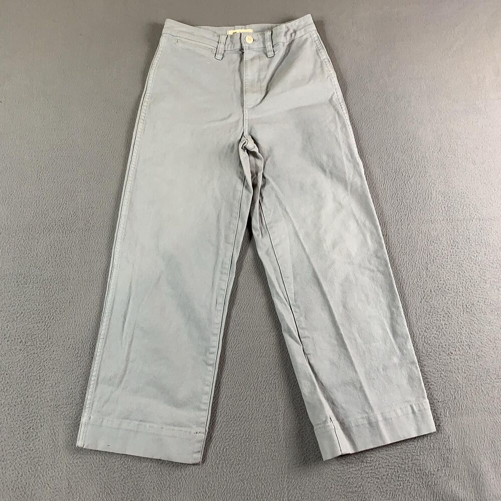 Madewell Pants Womens 25 Blue Slim Emmett Wide Leg Crop Twill High Rise